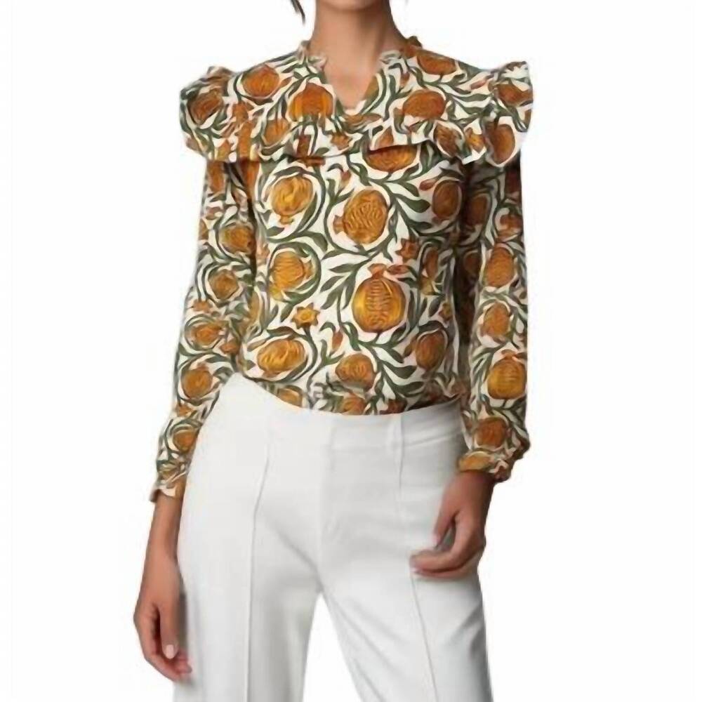 NEW CELINA MOON ruffle blouse in golden pomegranate